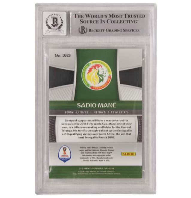 Sadio Mane Signed 2018 Panini Prizm World Cup #282 – BGS 10 Autograph